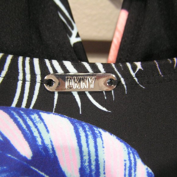 DKNY ONE PIECE SWIMSUIT SIZE MEDIUM HALTER FLORAL - Picture 4 of 6